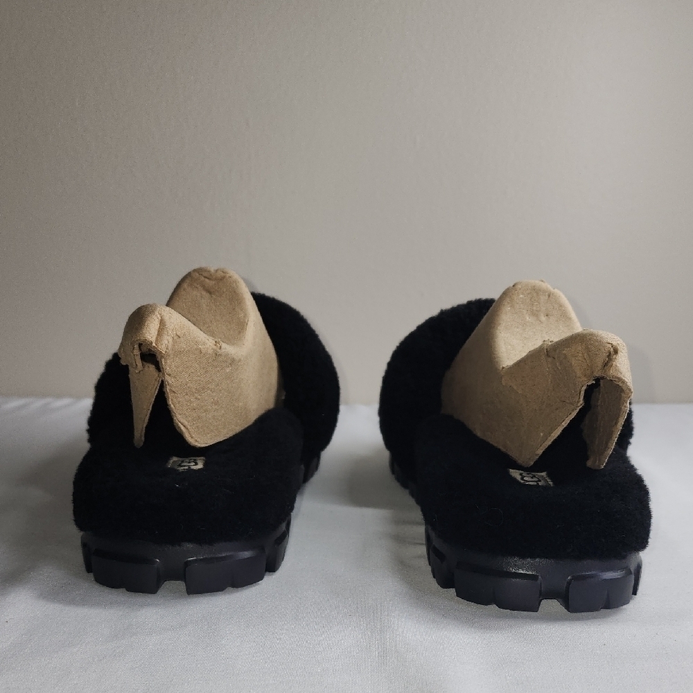 UGG Black Fuzzy Sandals - Picture 4 of 9